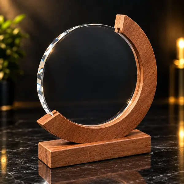 Luxury Wooden Crystal Circle Award