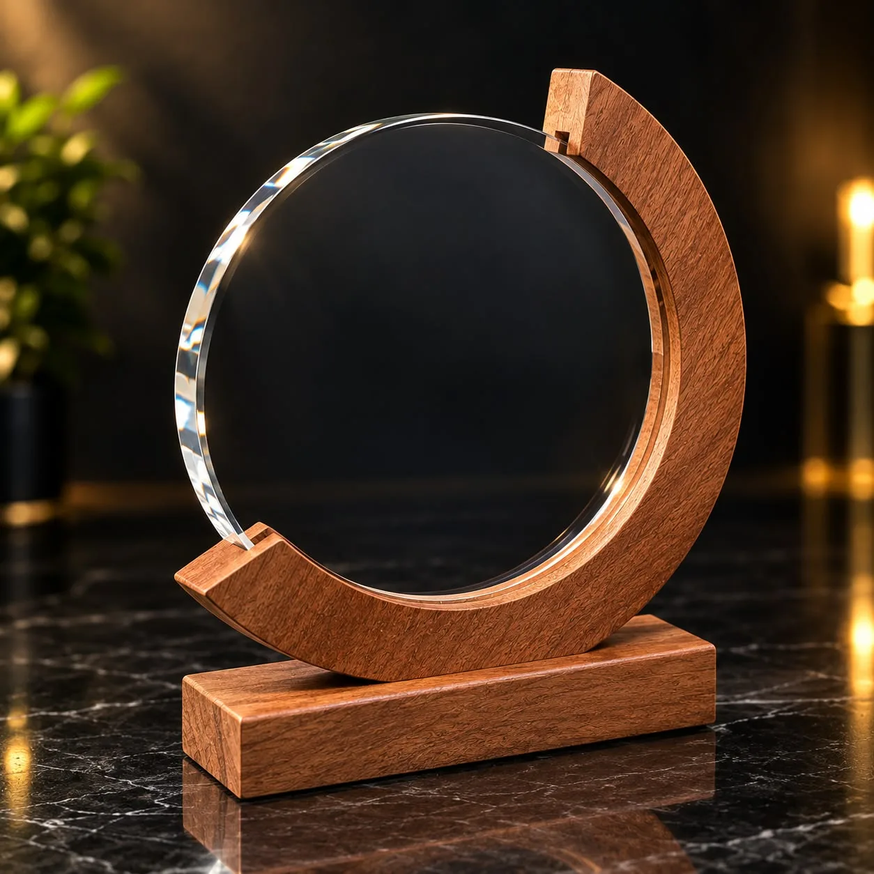 Luxury Wooden Crystal Circle Award